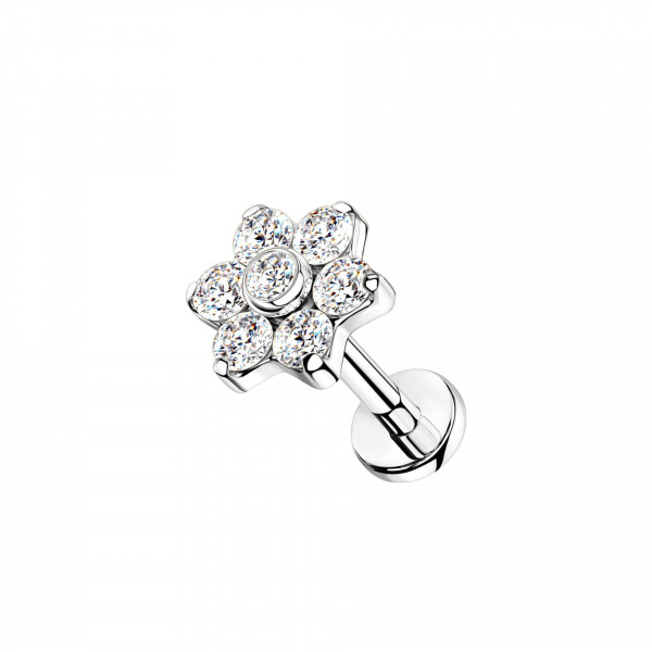 Titan Crystal Flower Ohr Piercing Labret Stecker