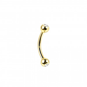 1,2mm Titan Piercing Banane mit steinbesetzten Kugeln 1,2mm Titan Piercing Banane mit steinbesetzten Kugeln