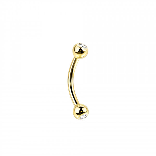 1,2mm Titan Piercing Banane mit steinbesetzten Kugeln