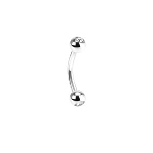 1,2mm Titan  Piercing Banane mit steinbesetzten Kugeln 1,2mm Titan  Piercing Banane mit steinbesetzten Kugeln