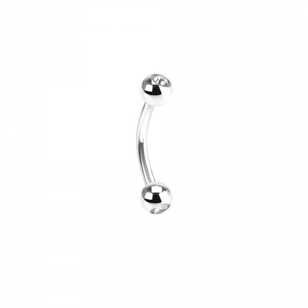 1,2mm Titan Ohr Piercing PVD Banane mit steinbesetzten 3mm Kugeln