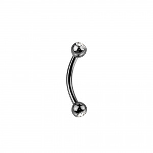 1,2mm Titan Piercing Banane mit steinbesetzten Kugeln 1,2mm Titan Piercing Banane mit steinbesetzten Kugeln
