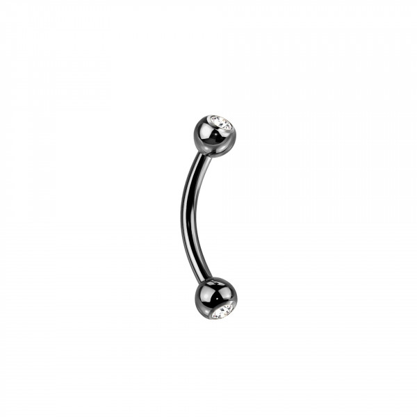 1,2mm Titan Piercing Banane mit steinbesetzten Kugeln
