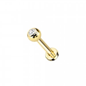 Titan Labret Piercing Stecker mit Steinbesetzter Kugel Titan Labret Piercing Stecker mit Steinbesetzter Kugel